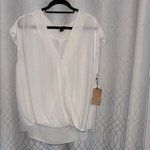 Halogen Ivory Cap Sleeve Wrap Blouse